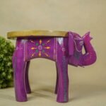 Wooden Elephant Stool with Round Top