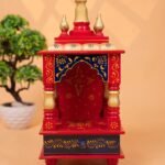 Hand-Painted Pooja Mandir with Drawer for Home Décor