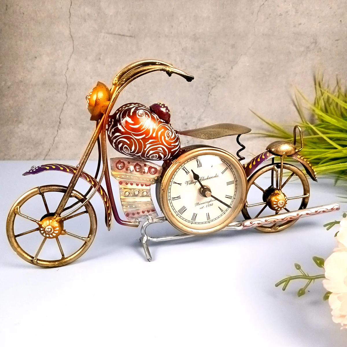 bike_table_clock_apkamart_10.png Decorative Motorcycle Desk Clock for Home & Office Decor - Image 1