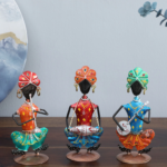 Handcrafted Rajasthani Folk Musician Metal Showpiece Set