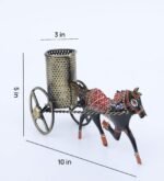 Handcrafted Horse Cart Metal Pen Holder – Decorative Desk Organizer for Office & Study Table - Image 2