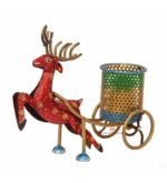 Metal Deer Cart Pen Holder – Decorative Desk Organizer & Stationery Holder - Image 3