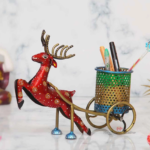 Metal Deer Cart Pen Holder – Decorative Desk Organizer & Stationery Holder