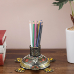 Handcrafted Turtle Design Metal Pen Holder – Decorative Desk Organizer & Stationery Holder