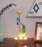 Peacock Diya Stand with 3 Tealight Holders for Home Decor