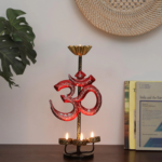 Om Symbol Metal Tealight Candle Holder with Diya Bowl