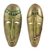Set of 2 Handcrafted Tribal Face Masks Wall Art - Image 3