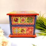 Wooden Jewelry Box with 2 Drawers – Multicolor Hand-Painted