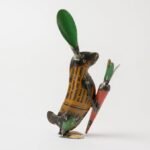 Handcrafted Decorative Gold Bunny with Carrot - Image 6