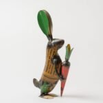Handcrafted Decorative Gold Bunny with Carrot - Image 7