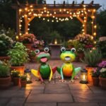 Handcrafed Ornaments Frogs Garden