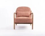 jodhpur crafts Mid Century Modern Accent Chair with Wood Frame, Upholstered Living Room Chairs with Waist Cushion, Reading Armchair for Bedroom Sunroom Rose Brown
