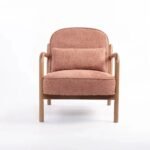 jodhpur crafts Mid Century Modern Accent Chair with Wood Frame, Upholstered Living Room Chairs with Waist Cushion, Reading Armchair for Bedroom Sunroom Rose Brown
