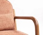 jodhpur crafts Mid Century Modern Accent Chair with Wood Frame, Upholstered Living Room Chairs with Waist Cushion, Reading Armchair for Bedroom Sunroom Rose Brown - Image 5