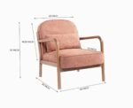 jodhpur crafts Mid Century Modern Accent Chair with Wood Frame, Upholstered Living Room Chairs with Waist Cushion, Reading Armchair for Bedroom Sunroom Rose Brown - Image 3