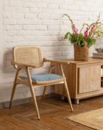 Fario Study Chair Mid-Century Modern Rattan Armchair