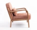 jodhpur crafts Mid Century Modern Accent Chair with Wood Frame, Upholstered Living Room Chairs with Waist Cushion, Reading Armchair for Bedroom Sunroom Rose Brown - Image 2