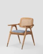 Fario Study Chair Mid-Century Modern Rattan Armchair - Image 9