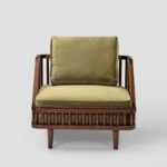 Jodhpur Crafts Forage Spindle Lounge Chair Upholstered Living Room Chairs with Waist Cushion, Reading Armchair for Bedroom Sunroom