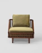 Jodhpur Crafts Forage Spindle Lounge Chair Upholstered Living Room Chairs with Waist Cushion, Reading Armchair for Bedroom Sunroom