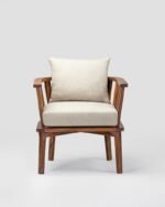 Jodhpur crafts Coastal Arm Chair Outdoor Wood Patio Club Chair, Wooden Patio Furniture,Waterproof Thick Cushion Deep Seating for Porch, Garden, Backyard, Balcony, Weight Capacity 400lbs, Teak, White - Image 5