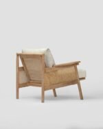 Jodhpur crafts Coastal Arm Chair Outdoor Wood Patio Club Chair, Wooden Patio Furniture,Waterproof Thick Cushion Deep Seating for Porch, Garden, Backyard, Balcony, Weight Capacity 400lbs, Teak, White - Image 4