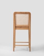 Jodhpur Crafts Natural Rattan Bar Stool with Mahogany Wood Frame - Handwoven Wicker Seating with Removable Cushion, Bar Height, Natural - Image 2