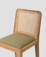 Jodhpur Crafts Natural Rattan Bar Stool with Mahogany Wood Frame - Handwoven Wicker Seating with Removable Cushion, Bar Height, Natural - Image 5