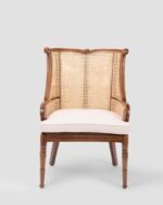 Jodhpur crafts Desmond Beige Fabric and Walnut Brown Finished Wood Accent Chair - Image 3