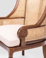 Jodhpur crafts Desmond Beige Fabric and Walnut Brown Finished Wood Accent Chair - Image 6