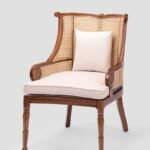 Jodhpur crafts Desmond Beige Fabric and Walnut Brown Finished Wood Accent Chair