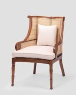 Jodhpur crafts Desmond Beige Fabric and Walnut Brown Finished Wood Accent Chair