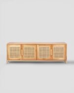 Jodhpur crafts Comfort Sheridan Modern Cane 55 Inch TV Stand with 6 Jodhpur Crafts Compartments, 3 Soft Close Doors, and Cable Management, Stylish Free Standing Entertainment Center and Media Console, Nature - Image 4