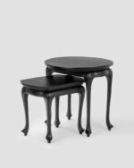 Jodhpur Crafts Solid Sheesham Wood Nesting Table for Living Room | Set of 2 Stools | Warm Chestnut Finish (Basic Assembly Required) - Image 4