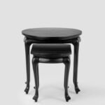 Jodhpur Crafts Solid Sheesham Wood Nesting Table for Living Room | Set of 2 Stools | Warm Chestnut Finish (Basic Assembly Required)