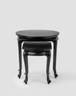 Jodhpur Crafts Solid Sheesham Wood Nesting Table for Living Room | Set of 2 Stools | Warm Chestnut Finish (Basic Assembly Required)