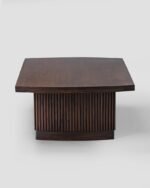 Jodhpur CraftsModern Fluted Round Coffee Table – Premium Ribbed Wooden Center Table for Living Room - Image 2