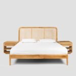 Jodhpur CraftsThe Interior Design Rattan Cane Bed Frame with Headboard – Natural Wood Finish & Modern Minimalist Design – Stylish & Sturdy Bedroom Furniture.
