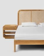 Jodhpur CraftsThe Interior Design Rattan Cane Bed Frame with Headboard – Natural Wood Finish & Modern Minimalist Design – Stylish & Sturdy Bedroom Furniture. - Image 2