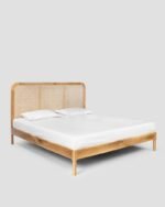 Jodhpur CraftsThe Interior Design Rattan Cane Bed Frame with Headboard – Natural Wood Finish & Modern Minimalist Design – Stylish & Sturdy Bedroom Furniture. - Image 4