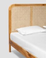 Jodhpur CraftsThe Interior Design Rattan Cane Bed Frame with Headboard – Natural Wood Finish & Modern Minimalist Design – Stylish & Sturdy Bedroom Furniture. - Image 3