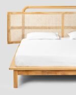 Jodhpur CraftsThe Interior Design Rattan Cane Bed Frame with Headboard – Natural Wood Finish & Modern Minimalist Design – Stylish & Sturdy Bedroom Furniture. - Image 8