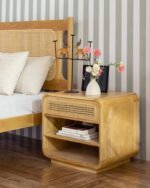 Jodhpur Crafts Home Collection Yates Natural Brown/Natural Rattan 1-Drawer Nightstand Bedside Accent Table (Fully Assembled)