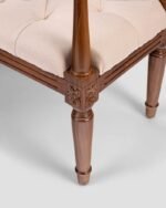 Jodhpur Crafts LUE BONA 44" Bedroom Bench, Fabric End of Bed Bench, Upholstered French Tufted Ottoman Bench with Carved Dark Brown Wood Legs for Bedroom End of Bed, Living Room, Linen - Image 5