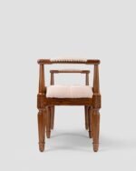 Jodhpur Crafts LUE BONA 44" Bedroom Bench, Fabric End of Bed Bench, Upholstered French Tufted Ottoman Bench with Carved Dark Brown Wood Legs for Bedroom End of Bed, Living Room, Linen - Image 2