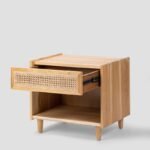 Jodhpur Crafts Nightstand with Cable Management Helper Modern Side Table with Storage Drawer and Open Shelf Wood Narrow End Bedside Table for Living Room,Bedroom and Small Spaces,Wood