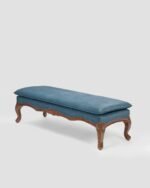 Jodhpur Crafts Bed Stool Bench Solid Wood Upholstered Bench - Velvet Cushion - Functional Seating at Bedside for Bedroom, Living Room, Hallway, Entryway, Foyer End of Bed Storage ( Color : Blue , Size : 140*53*47cm