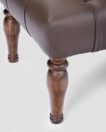 Jodhpur Crafts. Holly Ottoman Tufted Ottoman Bench - 50 inch Wide Upholstered Bonded Leather Rectangle Ottoman in Distressed Brown, Traditional Bench for Bedroom or Living Room with Nail Head Trim and Carved Legs - Image 9