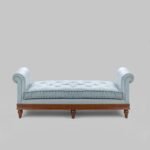 Jodhpur Crafts Chaise Lounge with Scroll Arms, Modern Velvet Fabric Upholstered Recliner Chair Sofa Couch with Solid Wood Legs, Sleeper Sofa Bed