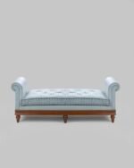 Jodhpur Crafts Chaise Lounge with Scroll Arms, Modern Velvet Fabric Upholstered Recliner Chair Sofa Couch with Solid Wood Legs, Sleeper Sofa Bed